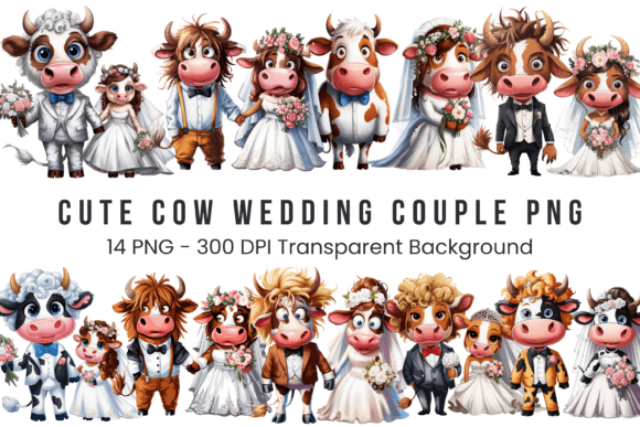 Adorable Cow Wedding Graphics for Your Next Project