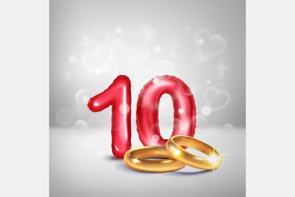 Celebrate a Decade: The Iconic Red 10 and Gold Rings Visual