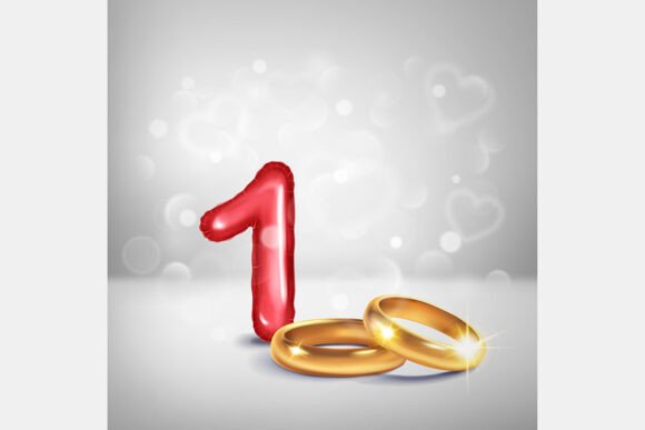 Celebrate Milestones with a Red Number 1 and Gold Wedding Rings