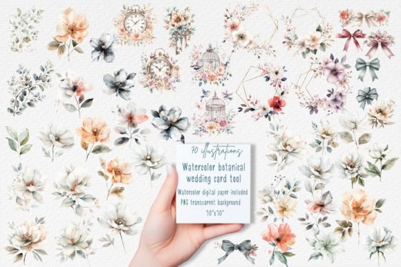 Elegant Hand-Painted Florals for Wedding & Card Design