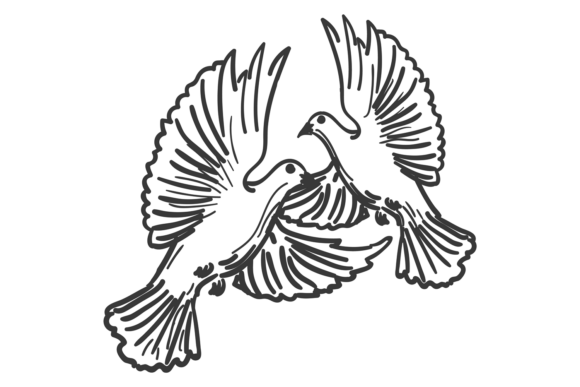 Elegant Wedding Doves: A Lovely Bird Couple for Your Designs