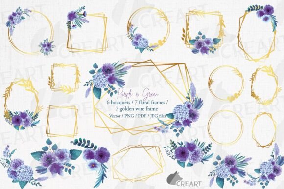 Purple Gold Floral Wedding Invites: 20 Design Elements for Elegant Projects