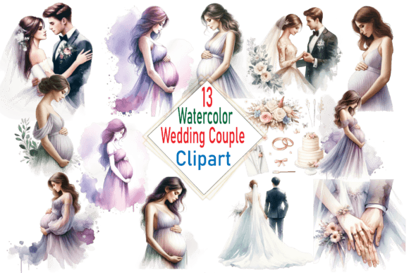Watercolor Wedding Couple Clipart PNG: Elevate Your Designs