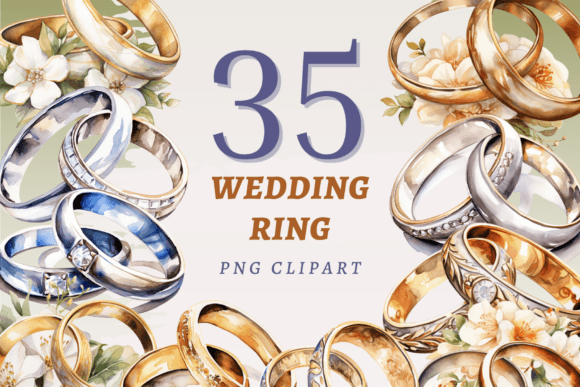 Wedding Rings PNG Bundle: 35 Designs for Invitations & More